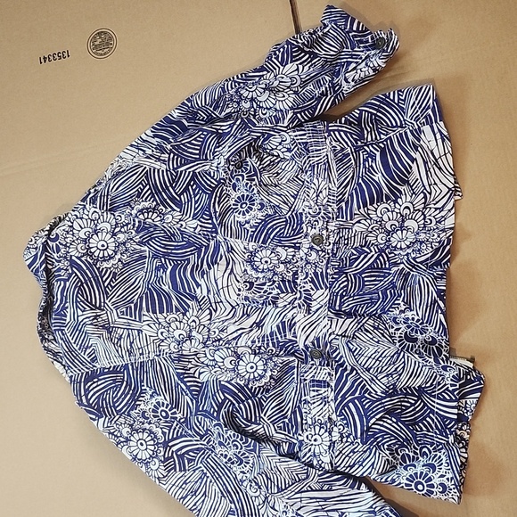 Coldwater Creek Blue and White Puffer Jacket - Picture 6 of 8